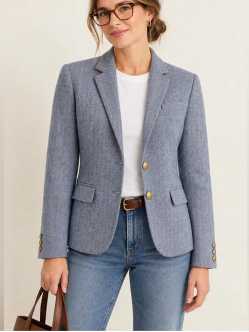 J.Crew Factory Herringbone Wool Blend Schoolboy Blazer Sample - Med - NWOT